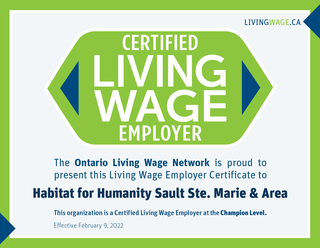 Habitat for Humanity becomes Sault’s third certified living wage employer